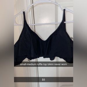 Black Ruffle Shein Bikini Top